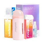 Waxfans Roll on Wax Kit, Waxing Kit for Women and Men, Wax Roller Waxing Kit for All Skin Types, Roll on Waxing Kit for Hair Removal, with Honey and Rose Wax Cartridges & 50 Pcs Wax Strips