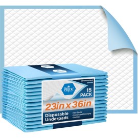 MED PRIDE 15 Disposable Underpads 23\'\' X 36\'\' Incontinence Pads, Chux, Bed Covers, Puppy Training | Thick, Super Absorbent Protection for Kids, Adults, Elderly