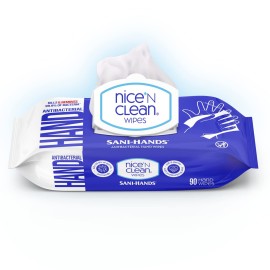 Nice \'N CLEAN Sensitive Skin Wet Hand Wipes 90ct (8-Pack) | Infused with Aloe | Hypoallergenic Wipes More Effective than Gel