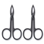 Motanar 2 Pieces Tweezers Scissor Handle Straight Tip Scissor Shaped Eyebrows Tweezers for Hair Plucker Remover Facial Hair Eyebrows Care (Black)