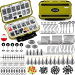 TOPFORT 187/343pcs Fishing Accessories Kit, Organized Fishing Tackle Box with Tackle Included, Fishing Hooks, Fishing Weights Sinkers, Fishing Gear and Equipment, Fishing Gift for Men
