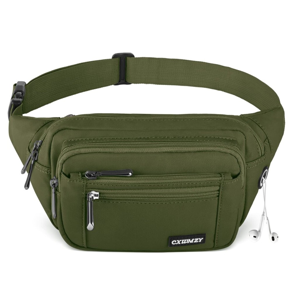 CXWMZY Fanny Packs For Women & Men Waist Pack Hip Bum Bag with Multi-Pockets Large Capacity Waterproof Casual Bum Bag for Disney Traveling Casual Cycling Running Hiking (Army Green)