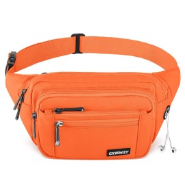 CXWMZY Fanny Packs For Women & Men Waist Pack Hip Bum Bag with Multi-Pockets Large Capacity Waterproof Casual Bum Bag for Disney Traveling Casual Cycling Running Hiking (Orange)