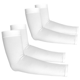 YESLIFE 2 Pairs White UV Sun Protection Arm Sleeves for Men & Women - Tattoo Cover Up - UPF 50 Cooling Sports Sleeve for Basketball Golf Hiking