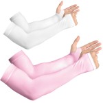 YESLIFE 2 Pairs UV Sun Protection Arm Sleeves for Men & Women - Tattoo Cover Up - UPF 50 Cooling Sports Sleeve for Basketball Golf Running (White & Pink)