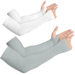 YESLIFE 2 Pairs UV Sun Protection Arm Sleeves for Men & Women - Tattoo Cover Up - UPF 50 Cooling Sports Sleeve for Basketball Golf Running (White & Gray)