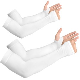 YESLIFE 2 Pairs White UV Sun Protection Arm Sleeves for Men & Women - Tattoo Cover Up - UPF 50 Cooling Sports Sleeve for Basketball Golf Running