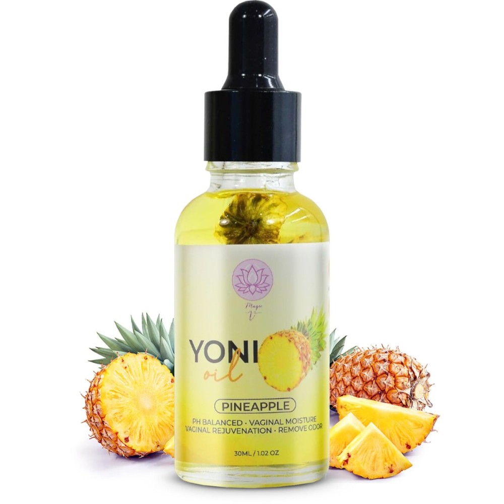 Magic V Yoni Oil for Women - Organic Feminine Care Vaginal Moisturizer, pH Balance & Odor Control, Soothes Ingrown Hair & Razor Bumps - Pineapple Scent