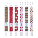 babygoal Christmas Pacifier Clips, 6 Pack Binky Paci Holder and Leash Fits for Most Pacifier, Binkies and Xmas Gift 6PB19