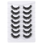 Mebver False Eyelashes Cat Eye Lashes Faux Mink Lashes Natural Look 8D Fluffy Wispy Fake Lashes That Look Like Extensions Pestaas Postizas D Curl Lash Strips 7 Pairs Pack