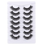 Mebver False Eyelashes Cat Eye Lashes Faux Mink Lashes Natural Look 8D Fluffy Wispy Lashes That Look Like Extensions Pestaas Postizas D Curl Lash Fake Strips Lashes 7 Pairs Pack