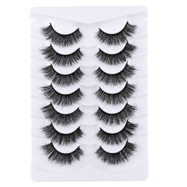 Mebver False Eyelashes Cat Eye Lashes Faux Mink Lashes Natural Look 8D Fluffy Wispy Lashes That Look Like Extensions Pestaas Postizas D Curl Lash Fake Strips Lashes 7 Pairs Pack
