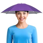NLDGDZJ 27 Inch Fishing Umbrella Hat, Lightweight Hands-Free Head Umbrella Hats for Adults Women & Men, 8-Rib Sun Rain Cap for Fishing, Camping, Beach, Gardening & Outdoor Activities - Purple
