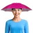 NLDGDZJ 27 Inch Fishing Umbrella Hat, Lightweight Hands-Free Head Umbrella Hats for Adults Women & Men, 8-Rib Sun Rain Cap for Fishing, Camping, Beach, Gardening & Outdoor Activities - Rose Red