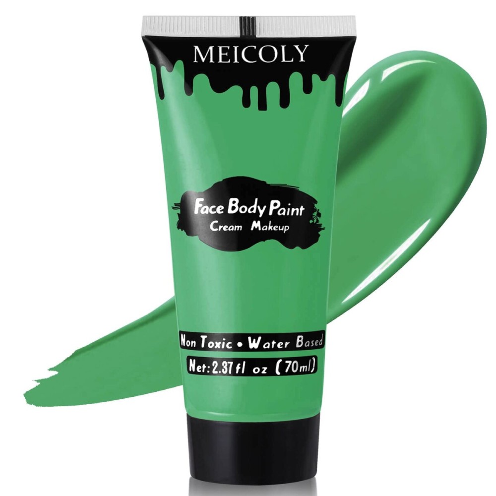MEICOLY Green Face Body Paint,Christmas Stocking Stuffers,Green Body Paint for Halloween SFX Witch Makeup Elphaba Costume,Hunting Hulk Camo Face Paint for Adults and Kids,St.Patricks Day Accessories