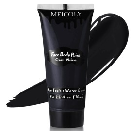 MEICOLY Black Cream Face Body Paint, 2.37Oz Large Tube Water Based Clown Black Makeup,Body Paint for Adults and Kids,Halloween SFX Skull Joker Zombie Vampire Skeleton Goth Spider Cosplay Makeup