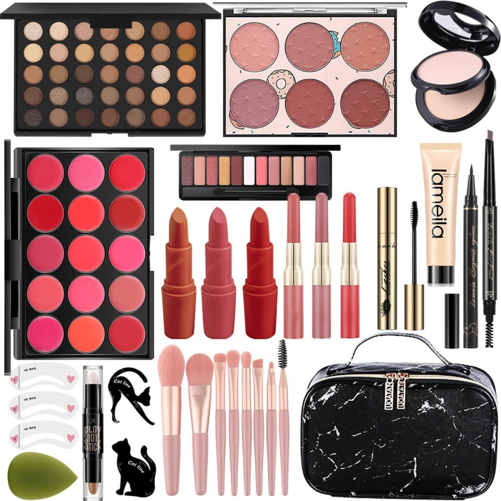 MISS ROSE M All In One Makeup Kit, Makeup Kit for Women Full Kit,Multipurpose Women\'s Cosmetics Set,Beginners and Professionals Alike,Easy to Carry(DLS-Black)