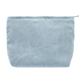 PAZIMIIK Makeup Bag Large Zipper Corduroy Make Up Pouch for Purse Travel Canvas Cosmetic Organizer for Women Brush Storage,Blue