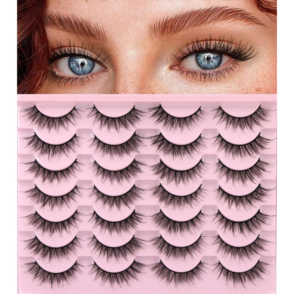 Wispy Lashes 14mm Cat Eye False Eyelashes Natural Look Faux Mink Lashes Short Natural Lashes Pack by Kiromiro