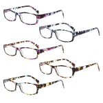 Henotin 5-Pack Reading Glasses Blue Light Blocking Anti Eyestrain Computer Reading Glasses for Women and Men Readers (Mix Color-C1, 1.25, Diopters)