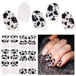 DUKASOU Semi Cured Gel Nail Strips, Black White | 28 pcs Gel Nail Strips Work with Any UV Lamp, Salon Quality UV Nails Stickers, Easy to Apply for Home Nails DIY