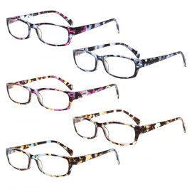 Henotin 5-Pack Reading Glasses Blue Light Blocking Anti Eyestrain Computer Reading Glasses for Women and Men Readers (Mix Color-C1, 2.50, Diopters)