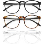 IBOANN Chic & Comfy Blue Light Glasses for Women - 3-Pack Round Frames, Screen-Ready Style with UV Protection Coating