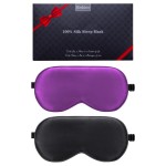 BeeVines 100% Real Mulberry Silk 2 Pack Sleep Mask, Pure Silk Eye Masks with Adjustable Strap for Sleeping, 100% Block Light Eye Shade Cover, Reduces Puffy Eyes Traveling Gifts(Black & Rich Purple)
