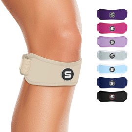 Sleeve Stars Swedish Brand Patellar Tendon Support Strap for Women & Men Effective Osgood Schlatter Knee Brace Youth & Kids Knee Brace with 3 Adjustable Length fits 12-24 (Single/Beige/Adult)