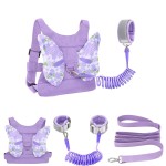Toddlers Leash + Anti Lost Wrist Link Child Kids Safety Harness Kids Walking Wristband Assistant Strap Belt for Girl Pink Christmas Gift (Purple)