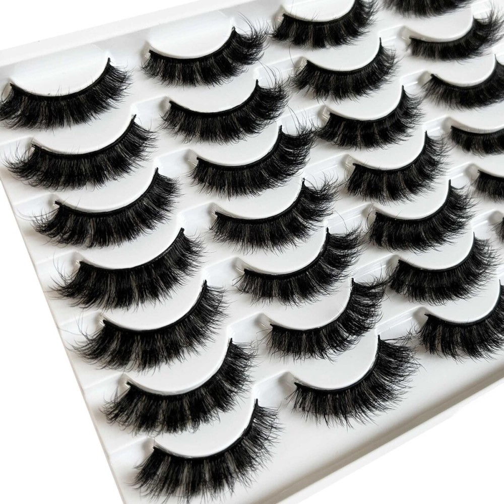Yasnai Lashes Fluffy Thick False Eyelashes Faux Mink Lashes Fake lashes 14 Pairs Pack 9D Wispy Cat Eye Lashes