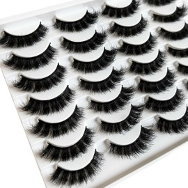 Yasnai Lashes Fluffy Thick False Eyelashes Faux Mink Lashes Fake lashes 14 Pairs Pack 9D Wispy Cat Eye Lashes
