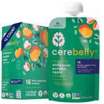 Cerebelly Organic Baby Food Pouches, White Bean Pumpkin Apple Purees, 16 Nutrients, No Added Sugar, Fiber & Non-GMO, 4oz, 12 Pack