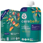 Cerebelly Organic Baby Food Pouches, Kale Sweet Potato Apple Purees, 16 Nutrients, No Added Sugar, Fiber & Non-GMO, 4oz, 12 Pack