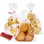 LOKIQNG 150PACK Christmas Cellophane Bags Treat Cookie Gift Bags with Twist Ties for Christmas Party Favors(150PACK, 5x10inch)