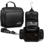 Extra Large (11.8x11.8x4) Hanging Travel Toiletry Bag for Men and Women - Cosmetic Travel Bag With Shoulder Strap - Waterproof Hygiene Bag with Metal Swivel Hook and 19 Compartments for Toiletries