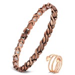 Feraco Copper Bracelet for Women for 99.99% Solid Copper Magnetic Bracelets Unique X Shape Links Magnet Jewelry (Fishtail with Ring)