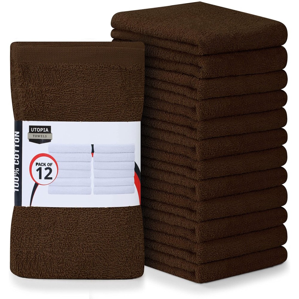 Utopia Towels Kitchen Bar Mops, Pack of 12, 16 by 19 Inches, 100% Cotton Super Absorbent Burgundy Towels, Multi-Purpose Cleaning Towels for Home and Kitchen Bars