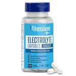Vitassium Electrolyte Capsules, Electrolytes for The Management of POTS and High Sodium Diets (500mg Sodium - 100mg Potassium), Unflavored, 100 Salt Pills (Size 0)