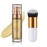 Body Shimmer Oil, Metallic Gold Natural Glow Luminizer, Long Lasting Waterproof Moisturizing Liquid Illuminator Highlighter Makeup for a Sun-Kissed Glow, Brush Include, 1oz, Light