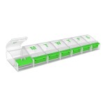 EZY DOSE Weekly (7-Day) AM/PM Daily Pill Organizer, Vitamin Case, and Medicine Container, X-Large Compartments, Arthritis Friendly, Convenient with Effortless Portability, Clear/Green Lids, BPA Free