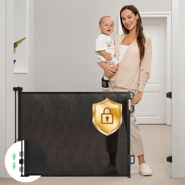 Retractable Baby Gate, Momcozy Mesh Baby Gate or Mesh Dog Gate, 33 Tall,Extends up to 55 Wide, Child Safety Gate for Doorways, Stairs, Hallways, Indoor/Outdoor