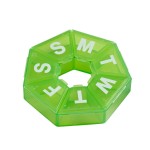 EZY DOSE Weekly Pill Organizer, Medicine Box, and Vitamin Planner, Travel Pill Planner, Portable Storage, 7-Sided, Green, BPA Free