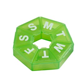 EZY DOSE Weekly Pill Organizer, Medicine Box, and Vitamin Planner, Travel Pill Planner, Portable Storage, 7-Sided, Green, BPA Free