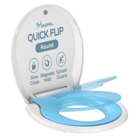 YASFEL Built in Potty Training Toilet Seat for Toddlers, Kids & Adults Biscuit Plastic Toilet Seats Round Slow Close with Magnets(Blue, 16.5)