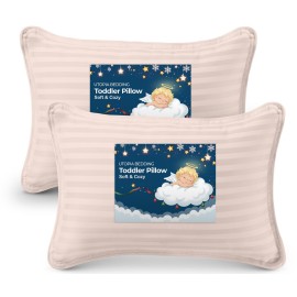 Utopia Bedding Toddler Pillow (Light Pink, 2 Pack), 13x18 Pillows for Sleeping, Soft and Breathable Cotton Blend Shell, Small Kids Pillow Perfect for Toddler Bed and Travel (Intended for age 2 and up)