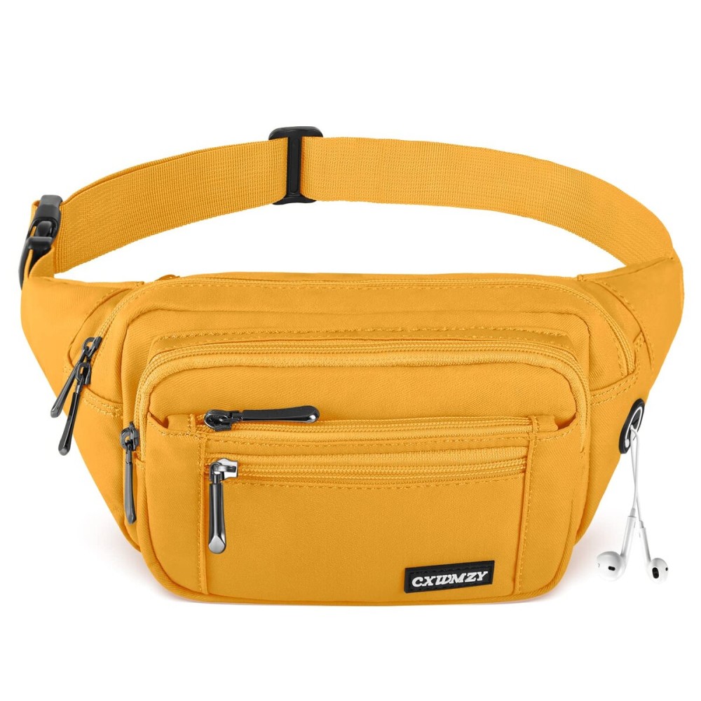 CXWMZY Fanny Packs For Women & Men Waist Pack Hip Bum Bag with Multi-Pockets Large Capacity Waterproof Casual Bum Bag for Disney Traveling Casual Cycling Running Hiking (Yellow)