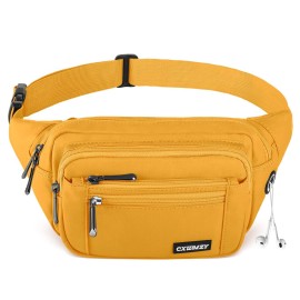 CXWMZY Fanny Packs For Women & Men Waist Pack Hip Bum Bag with Multi-Pockets Large Capacity Waterproof Casual Bum Bag for Disney Traveling Casual Cycling Running Hiking (Yellow)