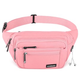 CXWMZY Fanny Packs For Women & Men Waist Pack Hip Bum Bag with Multi-Pockets Large Capacity Waterproof Casual Bum Bag for Disney Traveling Casual Cycling Running Hiking (Pink)