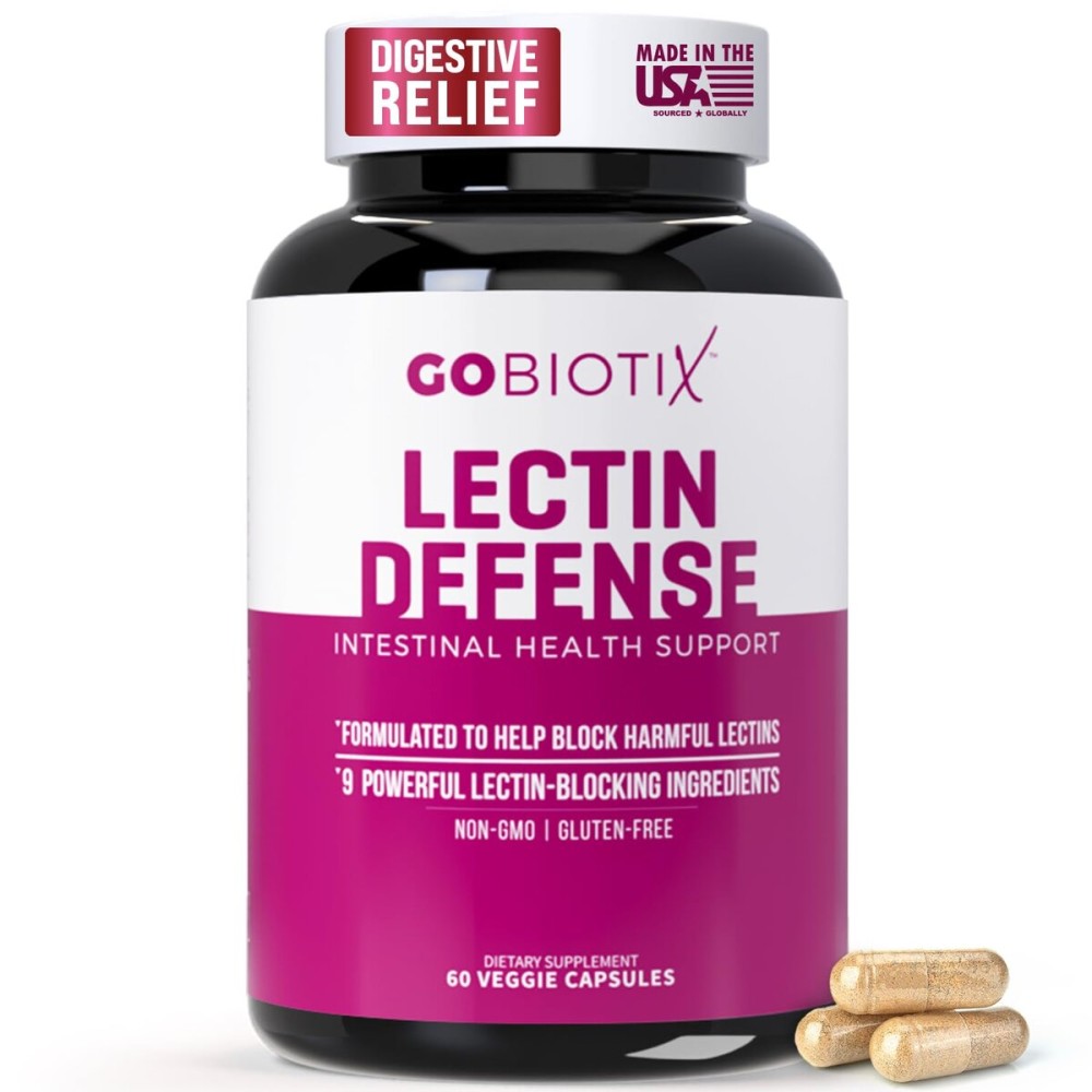 GOBIOTIX Lectin Defense - Lectin Blocker Supplement for Leaky Gut with MSM and Digestive Enzymes - Aids in Intestinal Health for Women and Men - Non-GMO + Gluten Free - 60 Capsules (2)